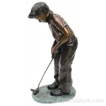 Bronzo Boy Golf Statue in vendita